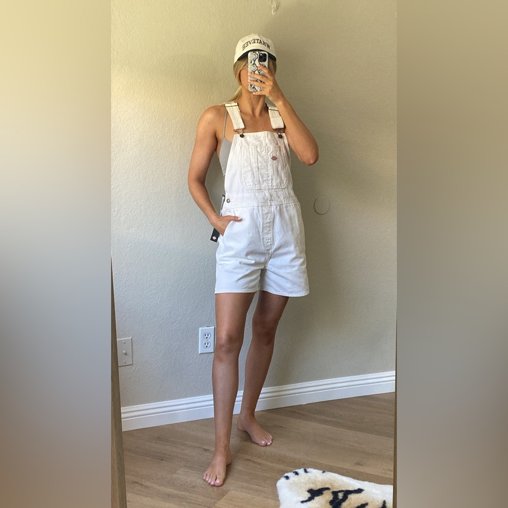 Dickies White Women's Short Overalls